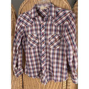 Vintage brush popper shirt Sears boys distressed chest 36